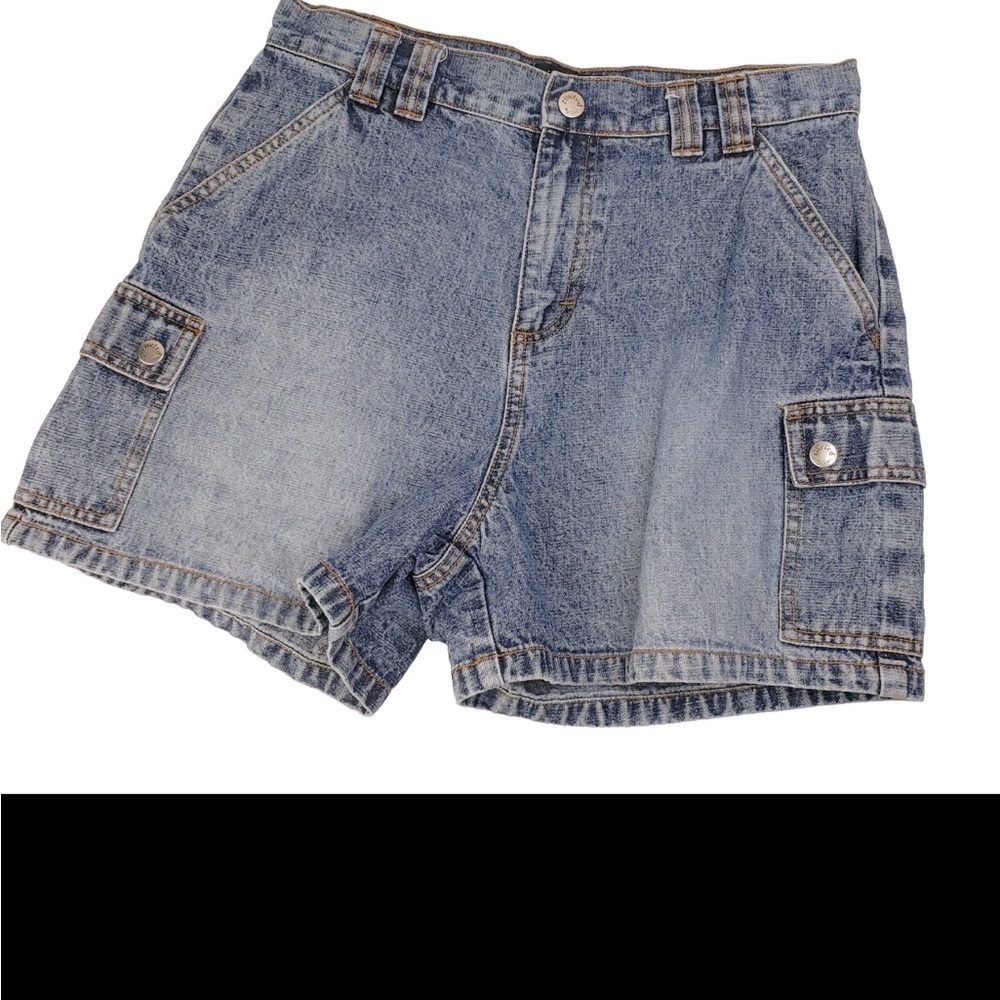 Riveted by Lee Women’s High waisted Cargo medium Wash denim shorts size 10 - Picture 11 of 15